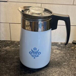 Corningware White and Blue Floral Coffee Carafe